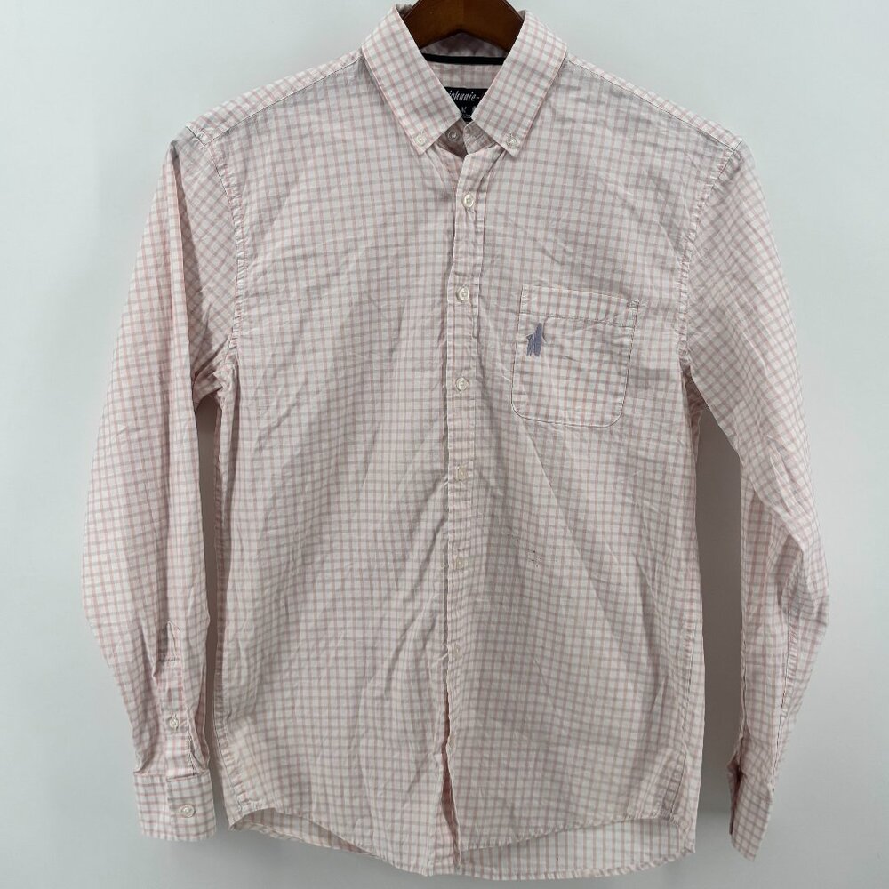 johnnie O Mens Orange/Gray‎ Checkered Long Sleeve Button Down Shirt Size MD - Picture 2 of 8